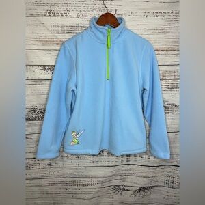 VTG Disney Womens Medium Blue Tinker Bell Embroidered Y2K Fleece Sweater